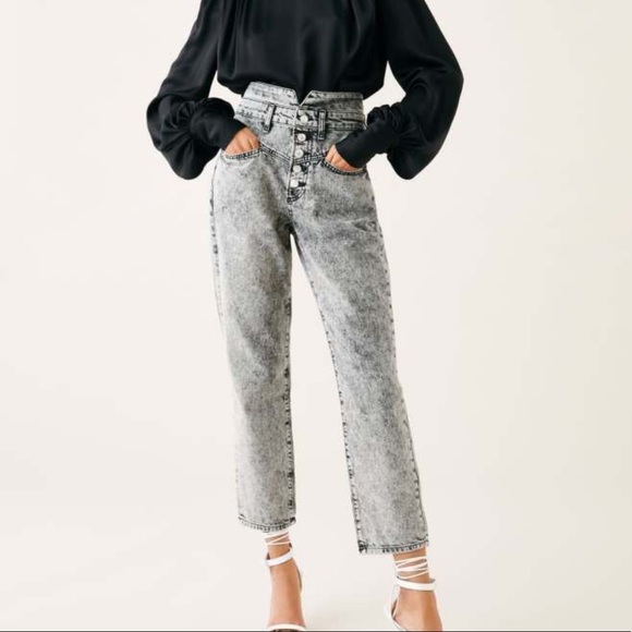 NEW Zara ‘80’s Straight’ Premium High Waist Acid Wash Jeans, Size 4 (US) - Picture 1 of 10